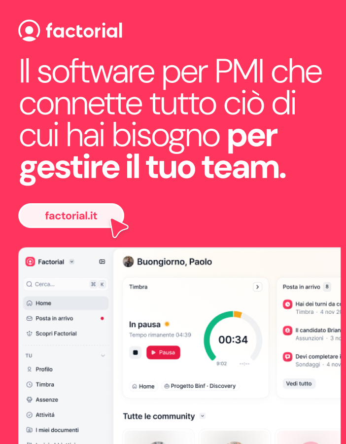 Factorial - Il software per PMI che connette tutto ciò di cui hai bisogno per gestire il tuo team